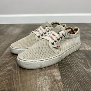 Cream Sneakers with Breathable Mesh and Lace-Up Design